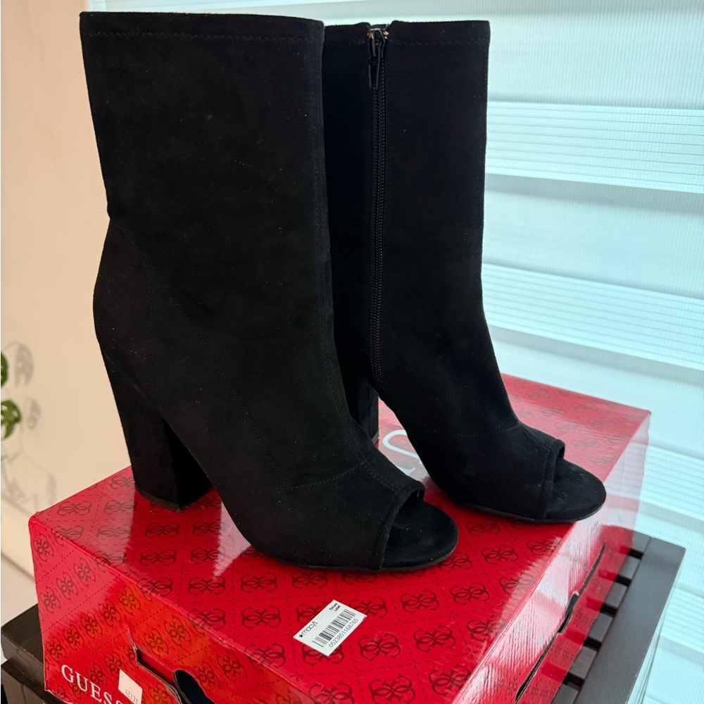 Guess Galyna Black Peep-toe Women's Boots